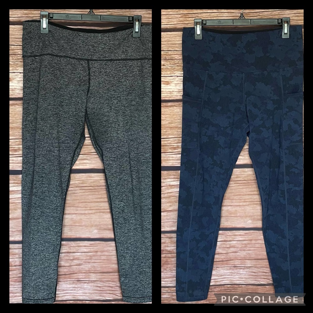 Yoga Pants L Tuff Bundle of 2 Athletics Leggings Pockets Blue Black Space Grey